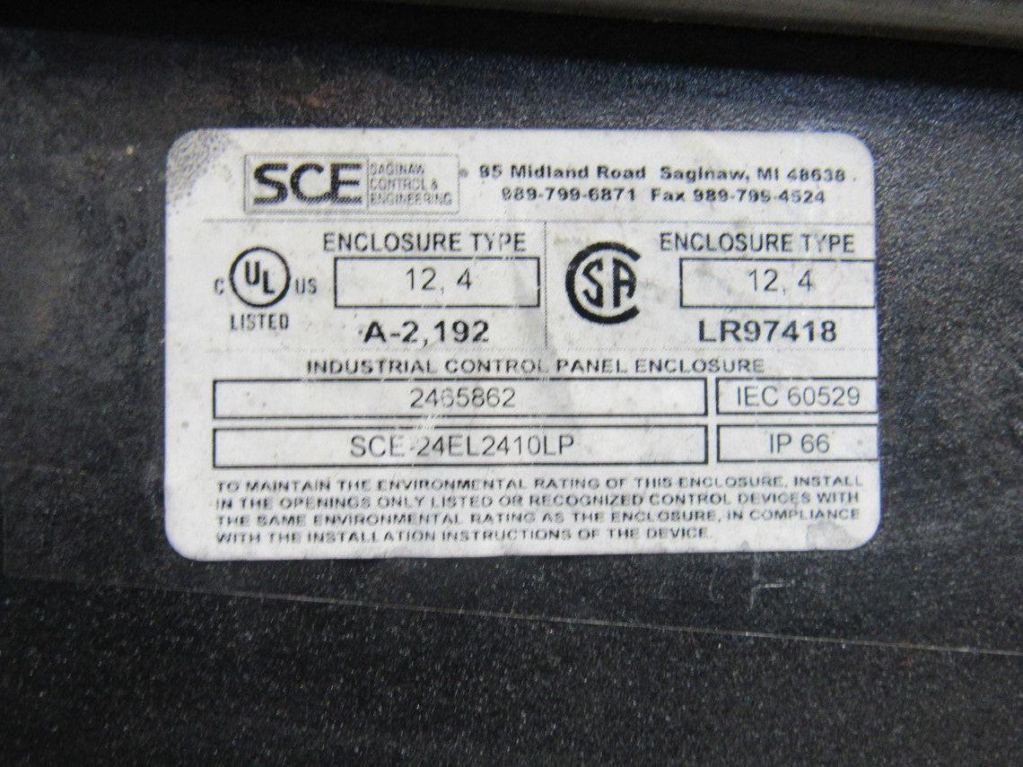 SCE 24EL2410LP 24"x24"x10" Wall Mount Electrical JIC Enclosure w/Backplate