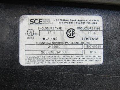 SCE 24EL2410LP 24"x24"x10" Wall Mount Electrical JIC Enclosure w/Backplate