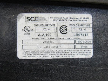 SCE 24EL2410LP 24"x24"x10" Wall Mount Electrical JIC Enclosure w/Backplate