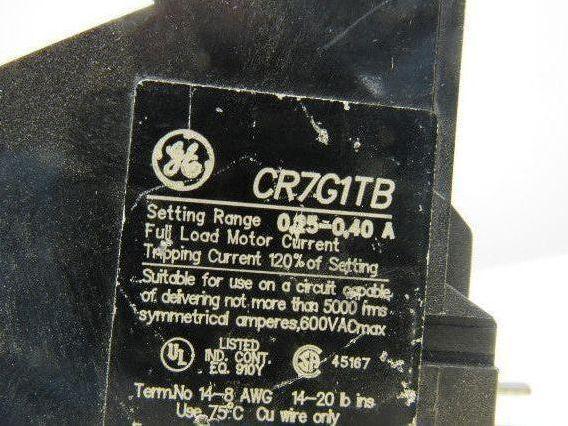 General Electric CR7G1TB Overload Relay 0.25-0.4A