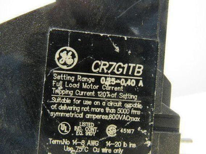 General Electric CR7G1TB Overload Relay 0.25-0.4A