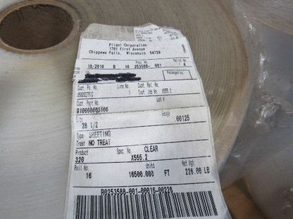 253588-001 Clear Plastic Sheeting 28-1/2"x16500' x0.00125 Lot of 5