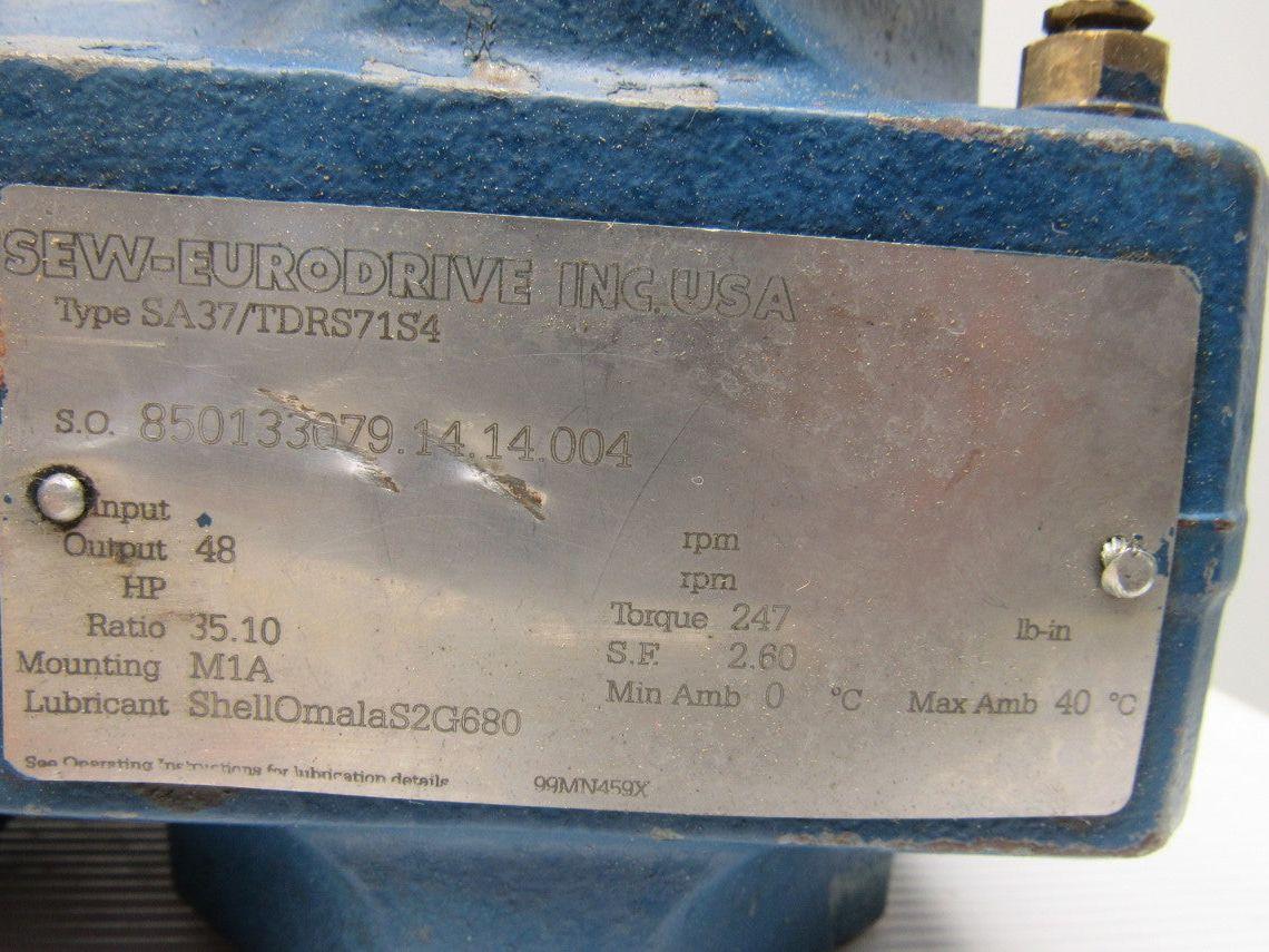 SEW-EURODRIVE 850.133079.14.14.004  Hollow Shaft Gearmotor 230/460V 3Ph 48RPM
