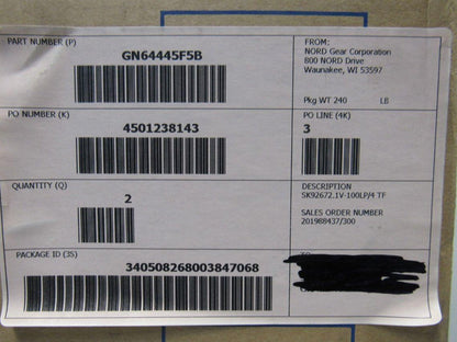 Nord 100LP/4TF 12.84:1 Ratio 114RPM 2.2kW Right Hand Output Gear Motor
