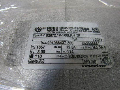 Nord 100LP/4TF 12.84:1 Ratio 114RPM 2.2kW Right Hand Output Gear Motor