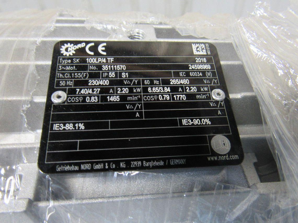 Nord 100LP/4TF 12.84:1 Ratio 114RPM 2.2kW Right Hand Output Gear Motor