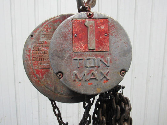 CM 1 Ton Manual Chain Fall Hoist 2000 Lbs. 28' Travel 17' Pendant Chain