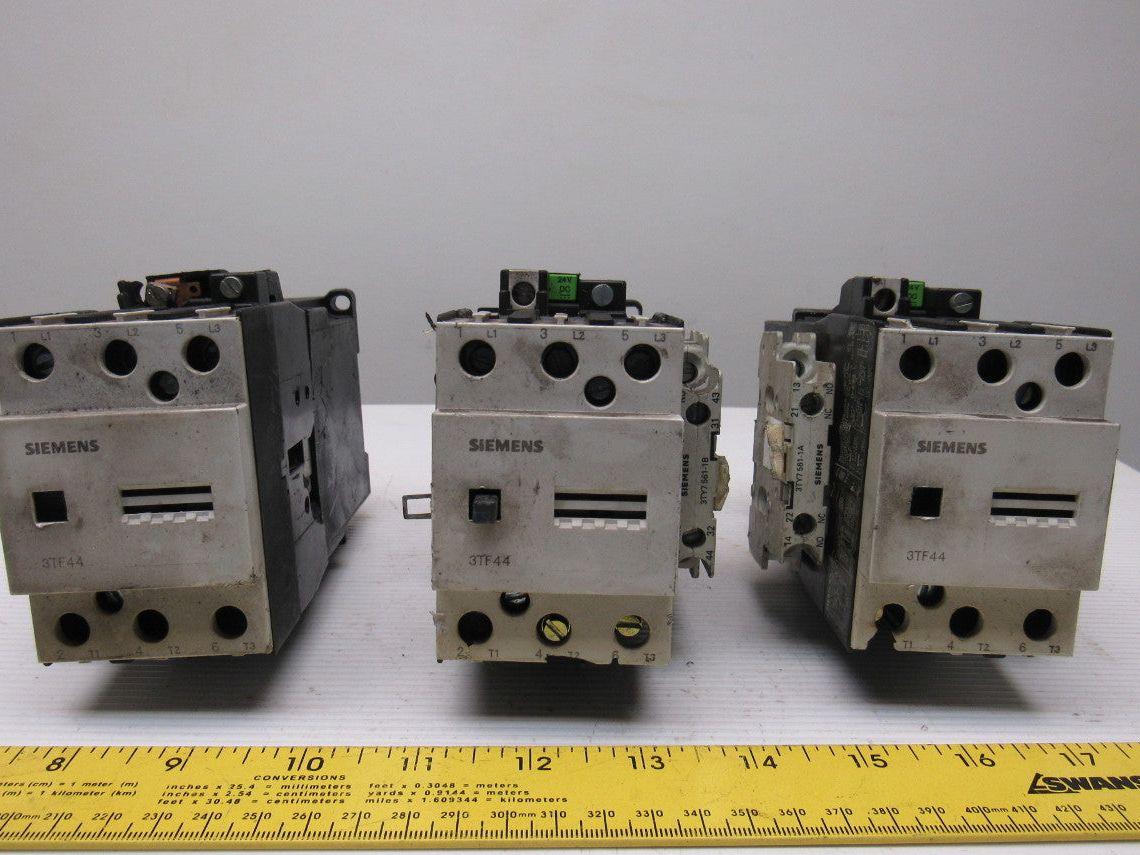 Siemens 3TF4422-OB 600V 31Hp MAX Magnetic Contactor 24VDC Coil Lot Of 3