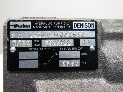 Parker PVP1636BRV12X3932 3600 PSI 7.8 GPM 3/4" Shaft Variable Volume Piston Pump