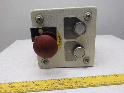 Rees 50703NO-NC Mushroom Head E-Stop W/6"x6"x4" Enclosure & 2 Push Buttons