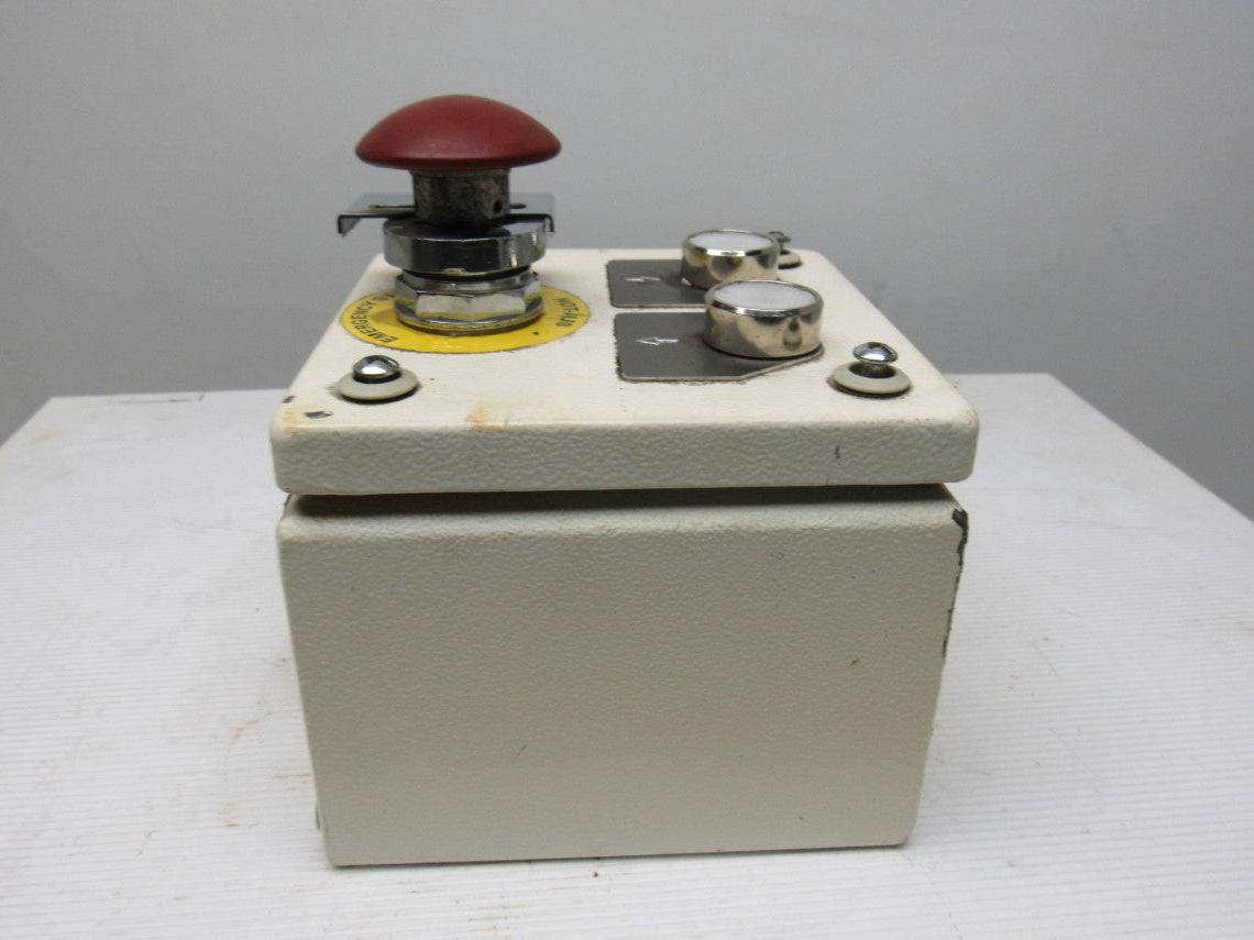 Rees 50703NO-NC Mushroom Head E-Stop W/6"x6"x4" Enclosure & 2 Push Buttons