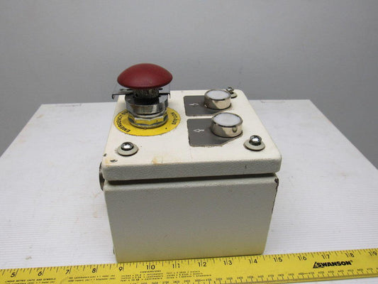 Rees 50703NO-NC Mushroom Head E-Stop W/6"x6"x4" Enclosure & 2 Push Buttons