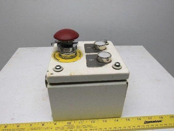 Rees 50703NO-NC Mushroom Head E-Stop W/6"x6"x4" Enclosure & 2 Push Buttons