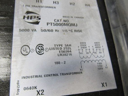 Hammond PT500MQMJ 500VA Control Transformer 220/480 HV 120V LV