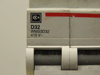 Eaton Cutler Hammer WMS3D32 415V 32AMP 3 Pole Circuit Breaker DIN Rail Mount