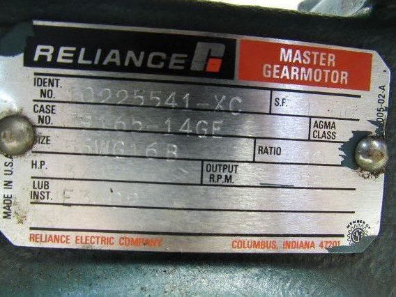 Reliance Size 56WG16B Spline Drive C Face 30:1 Gear Reducer