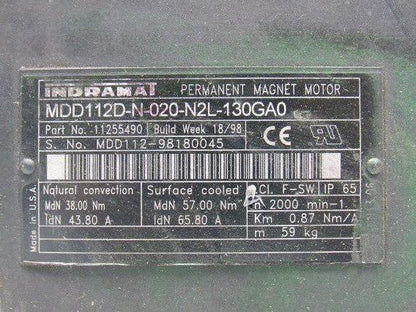 Indramat 11255490 MDD112D-N-020-N2L-130GA0 Permanent Magnet Servo Motor