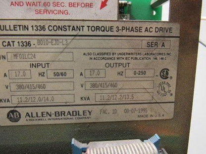 Allen Bradley 1336-B010-EJD-L3 Ser A Constant Torque AC Drive 17 Amp