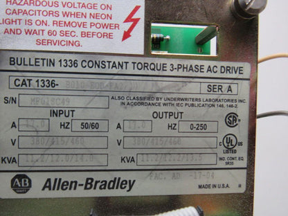 Allen Bradley 1336-B010-EOD-FA2 Ser A Constant Torque AC Drive