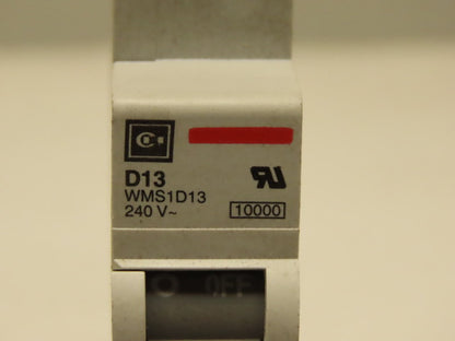Eaton Cutler Hammer WMS1D13 13A 1 Pole Circuit Breaker DIN Rail Mount Lot of 2