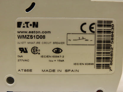 Eaton Cutler Hammer WMZS1D08 8A 1 Pole Circuit Breaker DIN Rail Mount Lot of 3