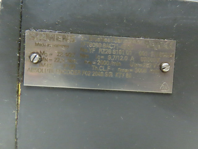 Siemens 1FT6086-8AC71-4EG6 Synchronous Brushless Servo Motor