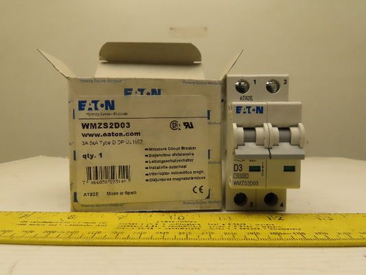 Eaton Cutler Hammer WMZS2D03 3AMP 2 Pole circuit Breaker DIN Rail Mount