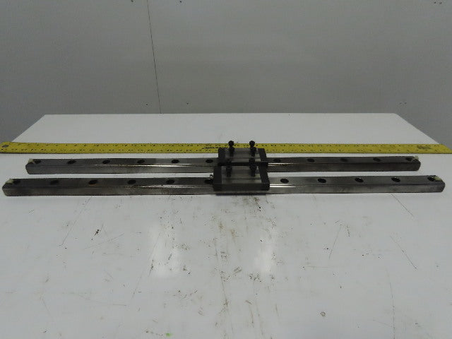 Single Horizontal Side Load Linear Rails  W/Bearing Block 36-1/4" Lot of 2