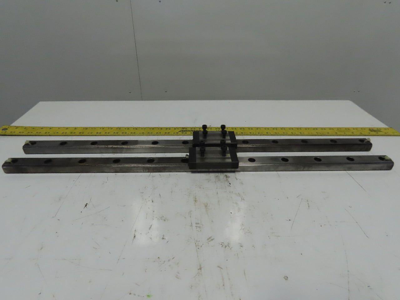 Single Horizontal Side Load Linear Rails  W/Bearing Block 36-1/4" Lot of 2