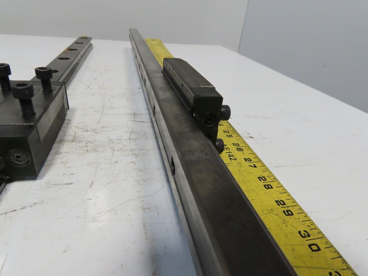 Single Horizontal Side Load Linear Rails  W/Bearing Block 36-1/4" Lot of 2