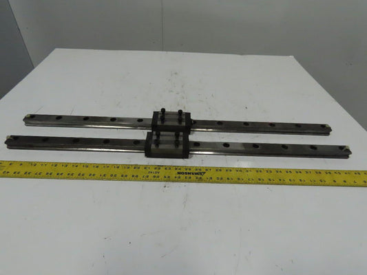 Single Horizontal Side Load Linear Rails  W/Bearing Block 36-1/4" Lot of 2