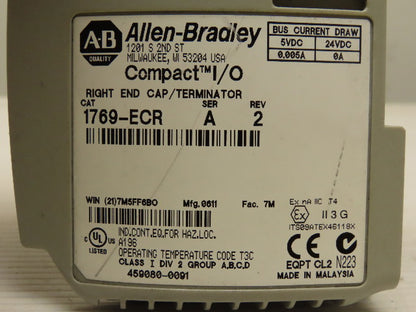 Allen Bradley 1769-ECR Compact I/O Right End/Terminator Mixed Rev 1,2