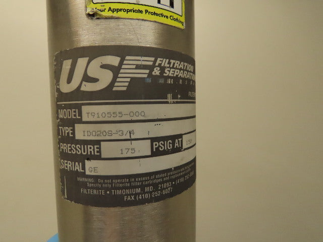 USF T910555-000 ID020S-3/4 3/4" Stainless Steel Filter Housing 175PSI