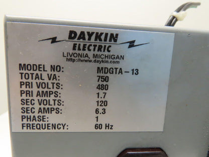 Daykin MDGTA-13 Transformer Disconnect 750VA 480HV 120LV
