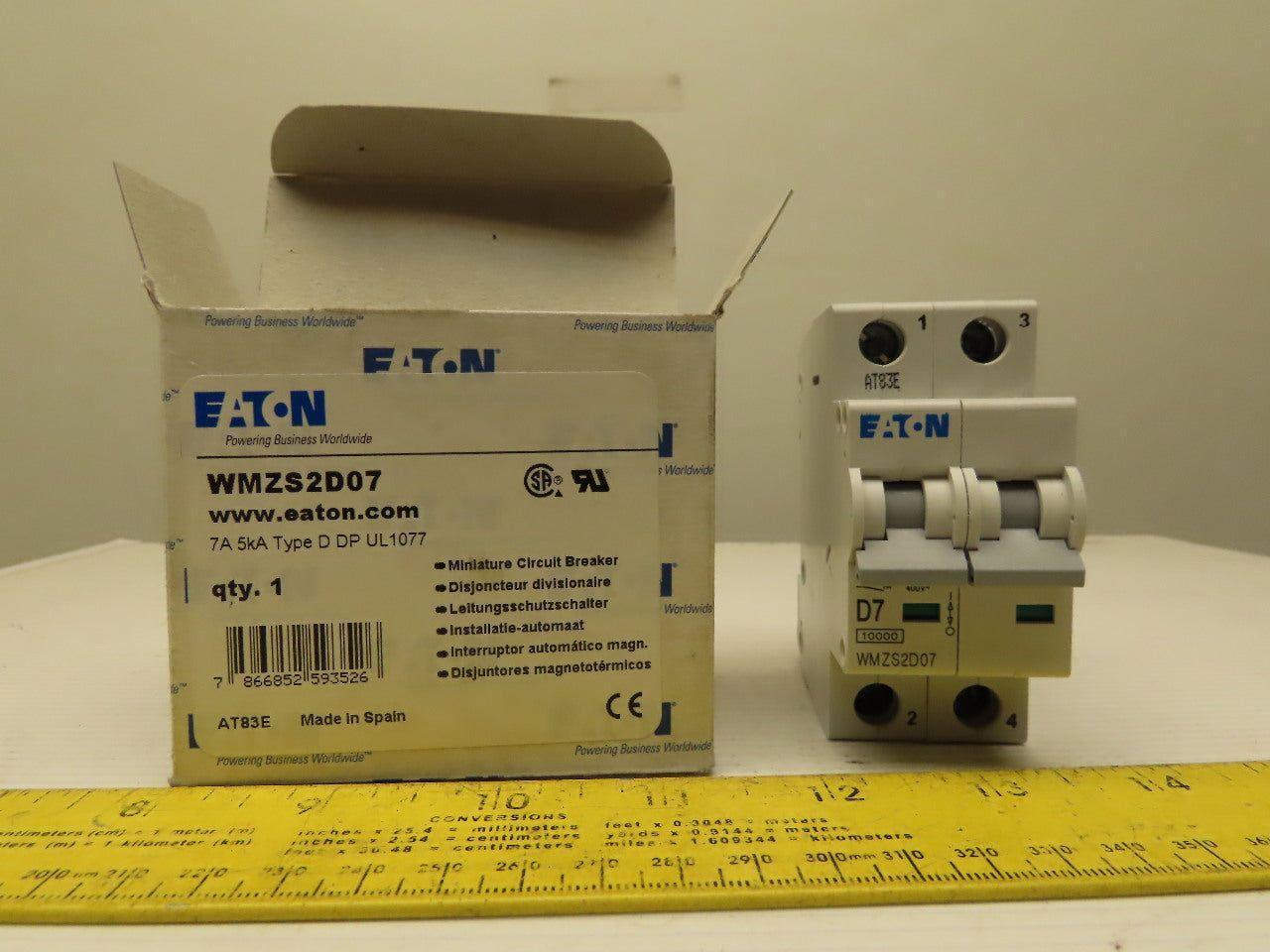 Eaton Cutler Hammer WMZS2D07 7AMP 2Pole Circuit Breaker DIN Rail Mount