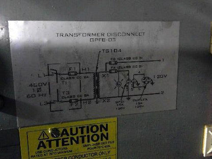 Daykin GPFB-03 Enclosed Transformer Disconnect 1500VA 480V Pri 120V Sec 1PH