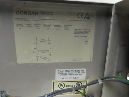 Dongan TDL-200 Enclosed Transformer Disconnect 1KVA 480V Pri 120V Sec 1PH