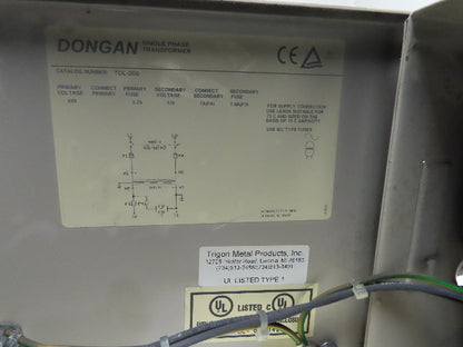 Dongan TDL-200 Enclosed Transformer Disconnect 1KVA 480V Pri 120V Sec 1PH