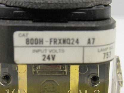 Allen Bradley 800H-FRXMQ24 A7 30mm Mushroom Amber Push Pull Switch W/Contacts