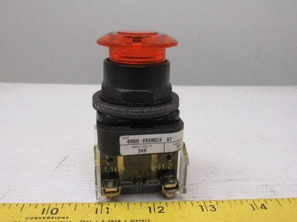 Allen Bradley 800H-FRXMQ24 A7 30mm Mushroom Amber Push Pull Switch W/Contacts