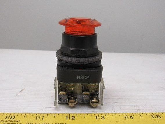 Allen Bradley 800H-FRXMQ24 A7 30mm Mushroom Amber Push Pull Switch W/Contacts