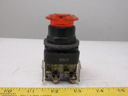 Allen Bradley 800H-FRXMQ24 A7 30mm Mushroom Amber Push Pull Switch W/Contacts