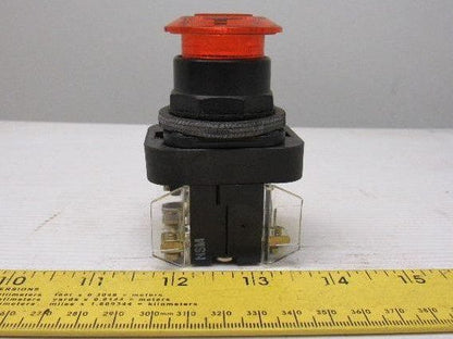 Allen Bradley 800H-FRXMQ24 A7 30mm Mushroom Amber Push Pull Switch W/Contacts