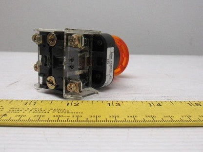 Allen Bradley 800H-FRXMQ24 A7 30mm Mushroom Amber Push Pull Switch W/Contacts