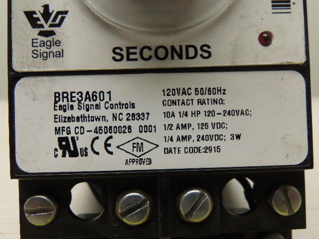 Eagle Signal BRE3A601 Relay Timer 120 Volt 0-15 seconds