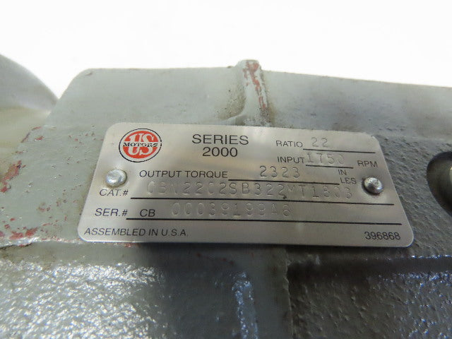 Browning 0cbn20202SB622MT1803 Inline Gear Motor 22:1 Ratio 208-230/460V 3Ph