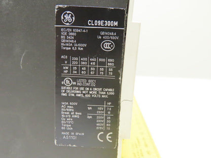 General Electric CL09E300M 3 Pole Contactor 24-28V AC/DC Coil