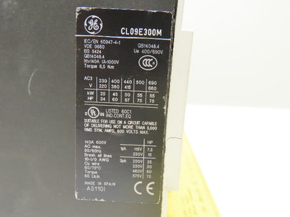 General Electric CL09E300M 3 Pole Contactor 24-28V AC/DC Coil