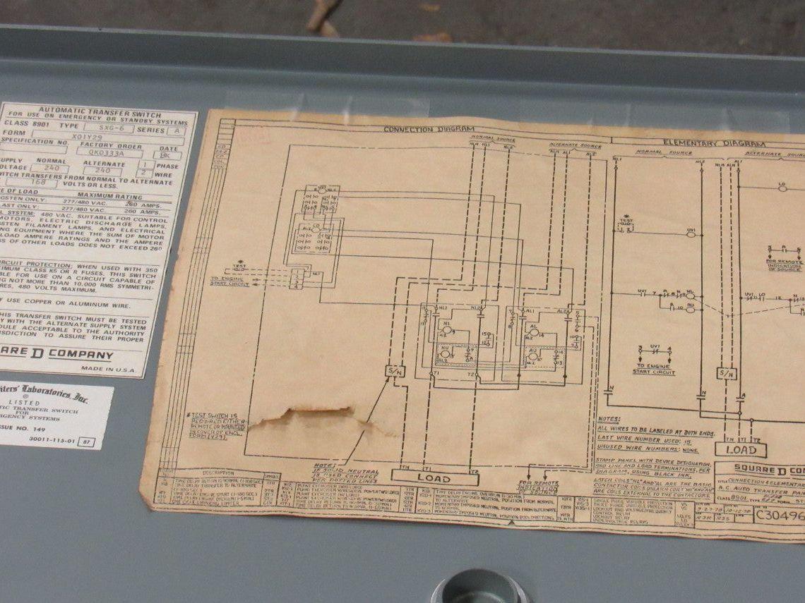 Square D 8901 SXG-6 Ser A Isolation Transfer Switch 2 Pole 240V 1 Ph 200A