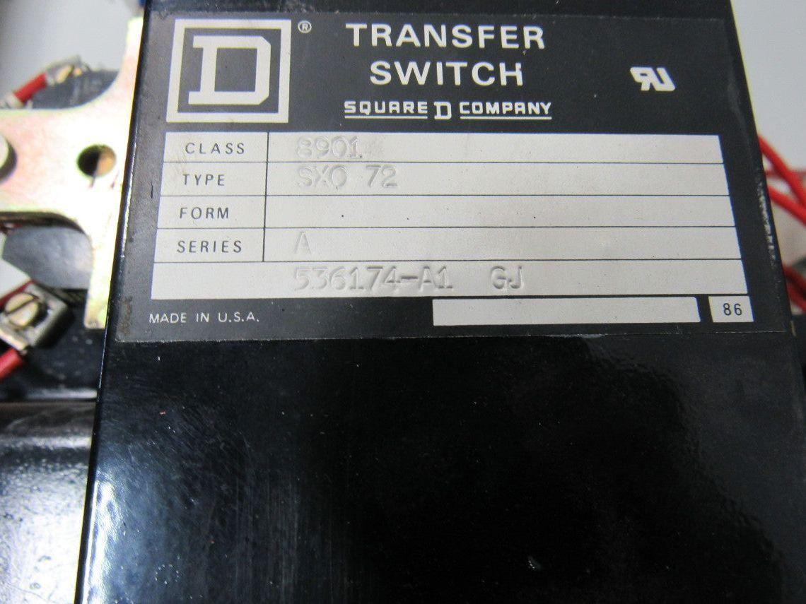 Square D 8901 SXG-6 Ser A Isolation Transfer Switch 2 Pole 240V 1 Ph 200A